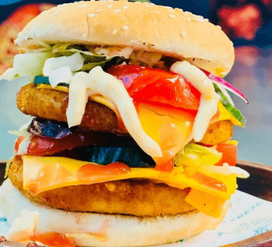Triple chicken burger