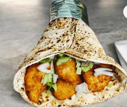 Chicken goujon kebab